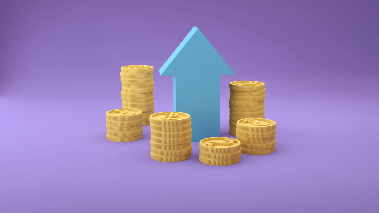 Stacks of coins used as a visual cue for income and yield